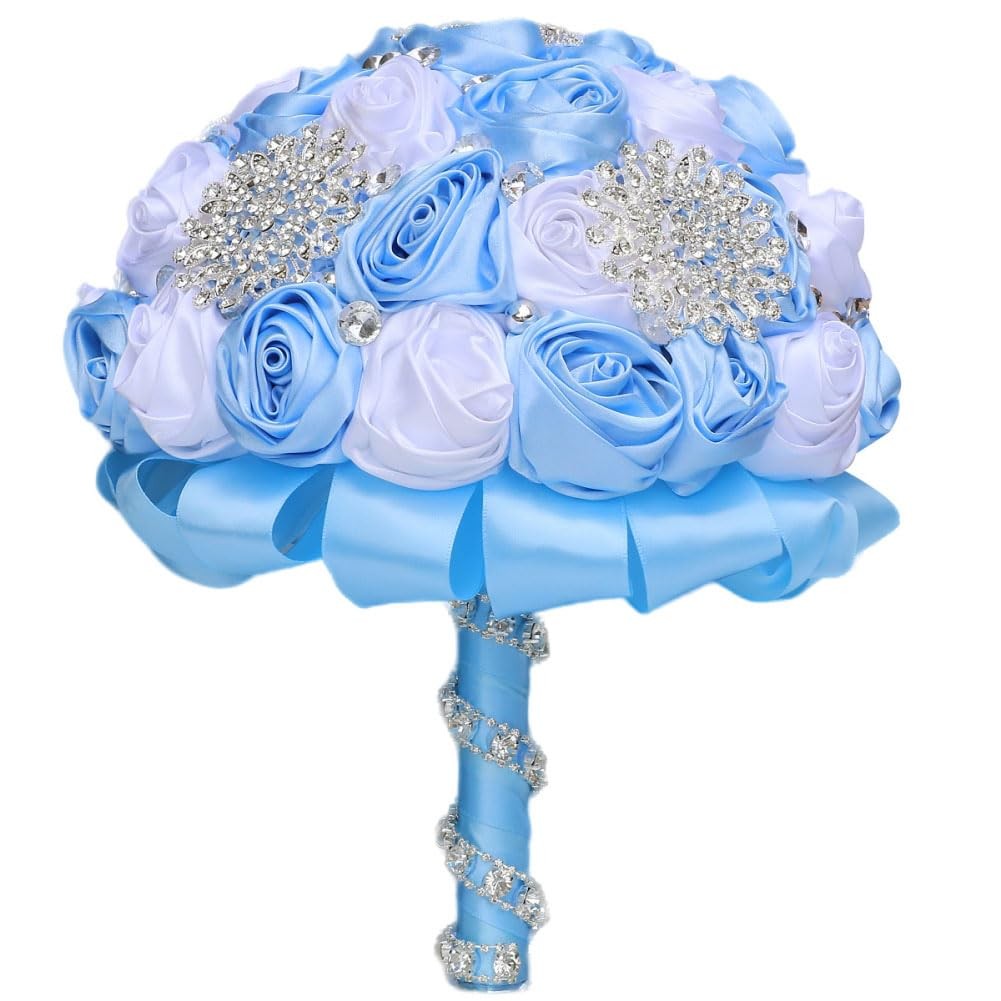Light Blue and White Wedding Bridal Bouquet for Bride Bridesmaid Quinceanera …