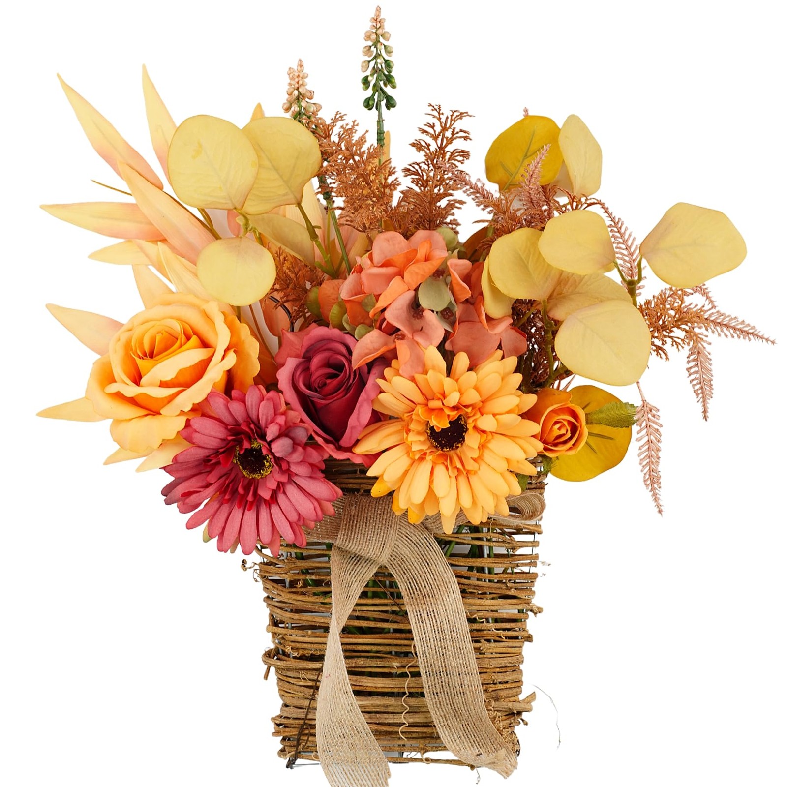 Artificial Flower with Hanging Basket for Wall Decor, Autumn Decoration Faux …