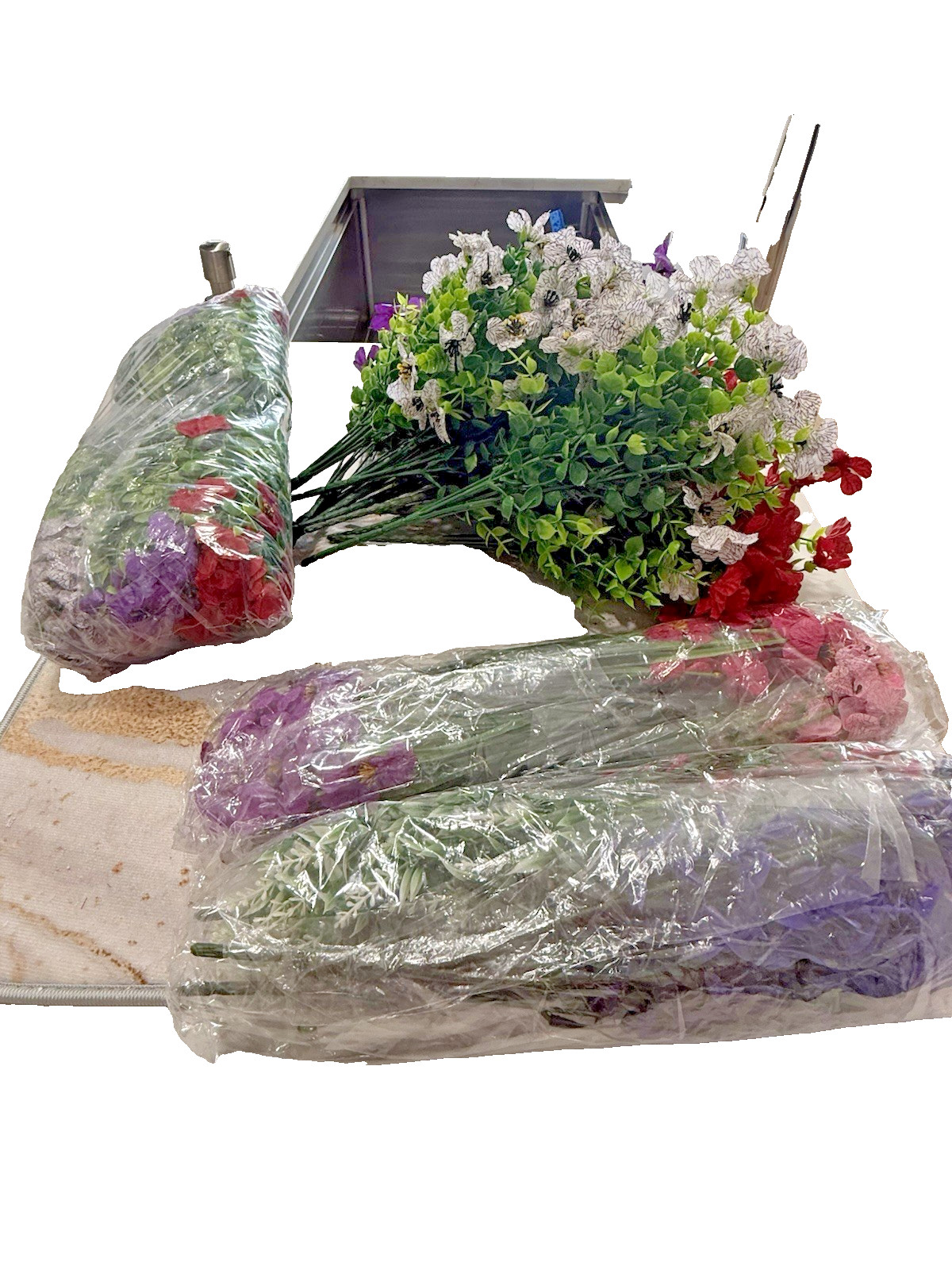 12 Bundles-Artificial Outdoors Flowers Realistic Mixed Colors UV Resistant