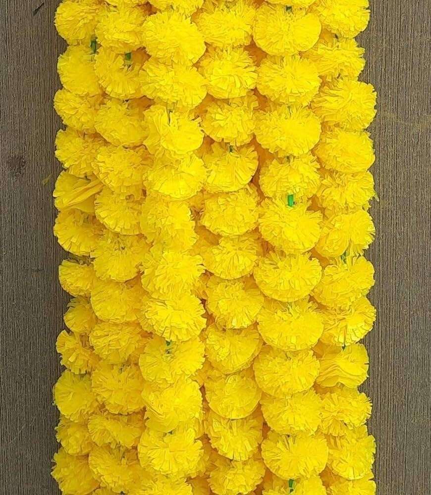 20 Pcs Set Artificial Marigold Flower Garlands Diwali Indian Wedding Decoration
