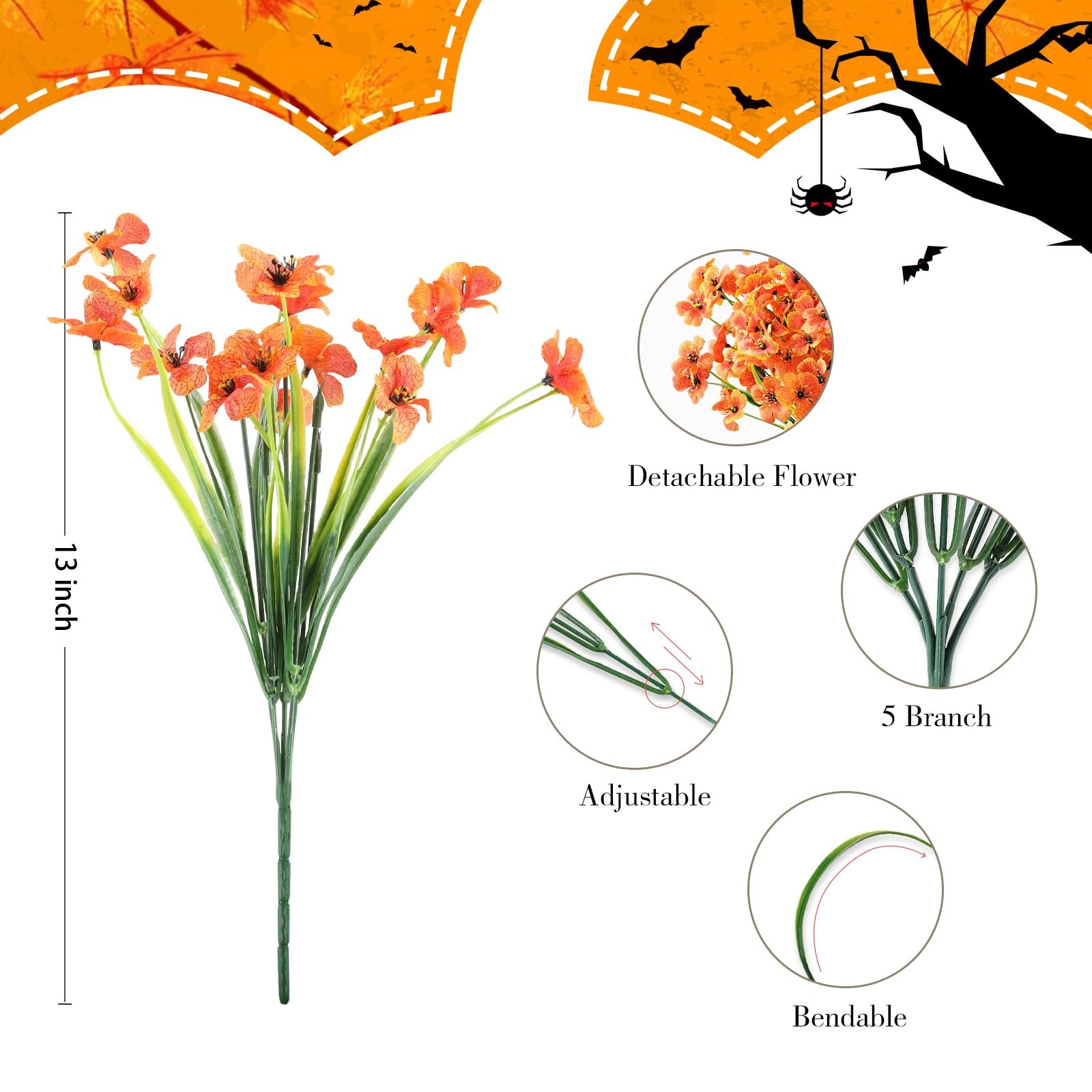 AGIRL 24 Bundles Artificial Fall Flowers Outdoor Indoor DecorationFake Plasti…
