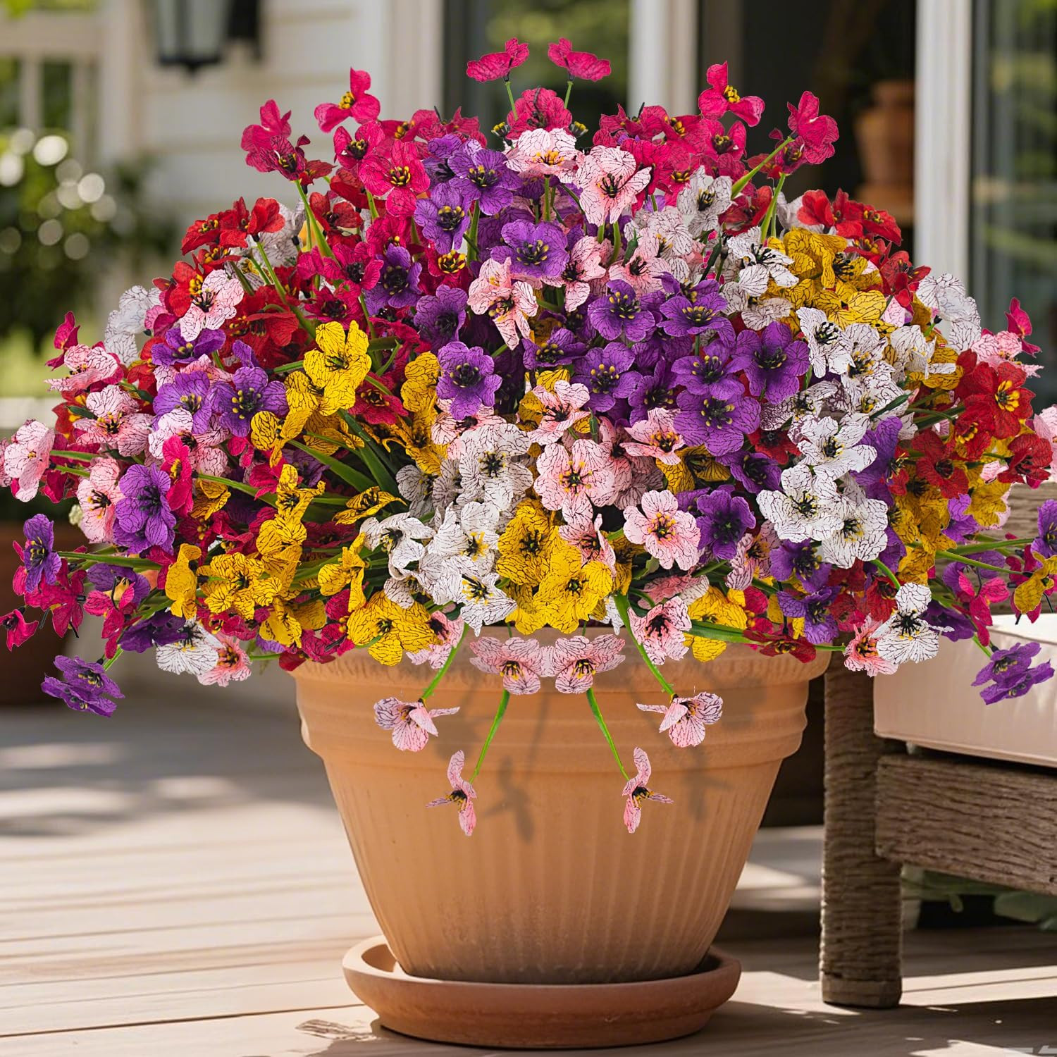 24 UV-Resistant Artificial Flowers for Indoor & Outdoor Decor – Weatherproof!