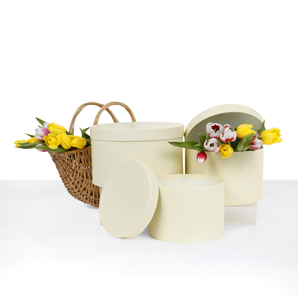 Surprise Round Flower Gift Box – Set of 3, for Luxury Flower Arrangements | W738