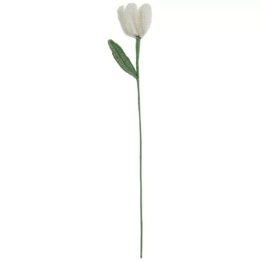 16 Inch Cottogecore Style White Crochet Tulip Spring Floral Pick Crafting