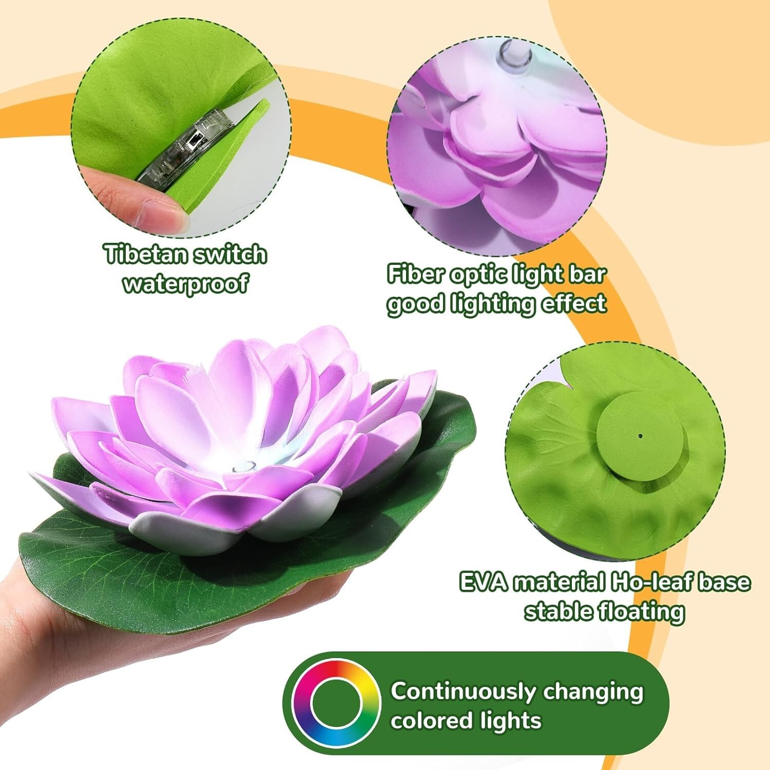 12 Floating Lotus Pool Lights LED Lily Pad Flower Lanterns Battery Operated 4 in