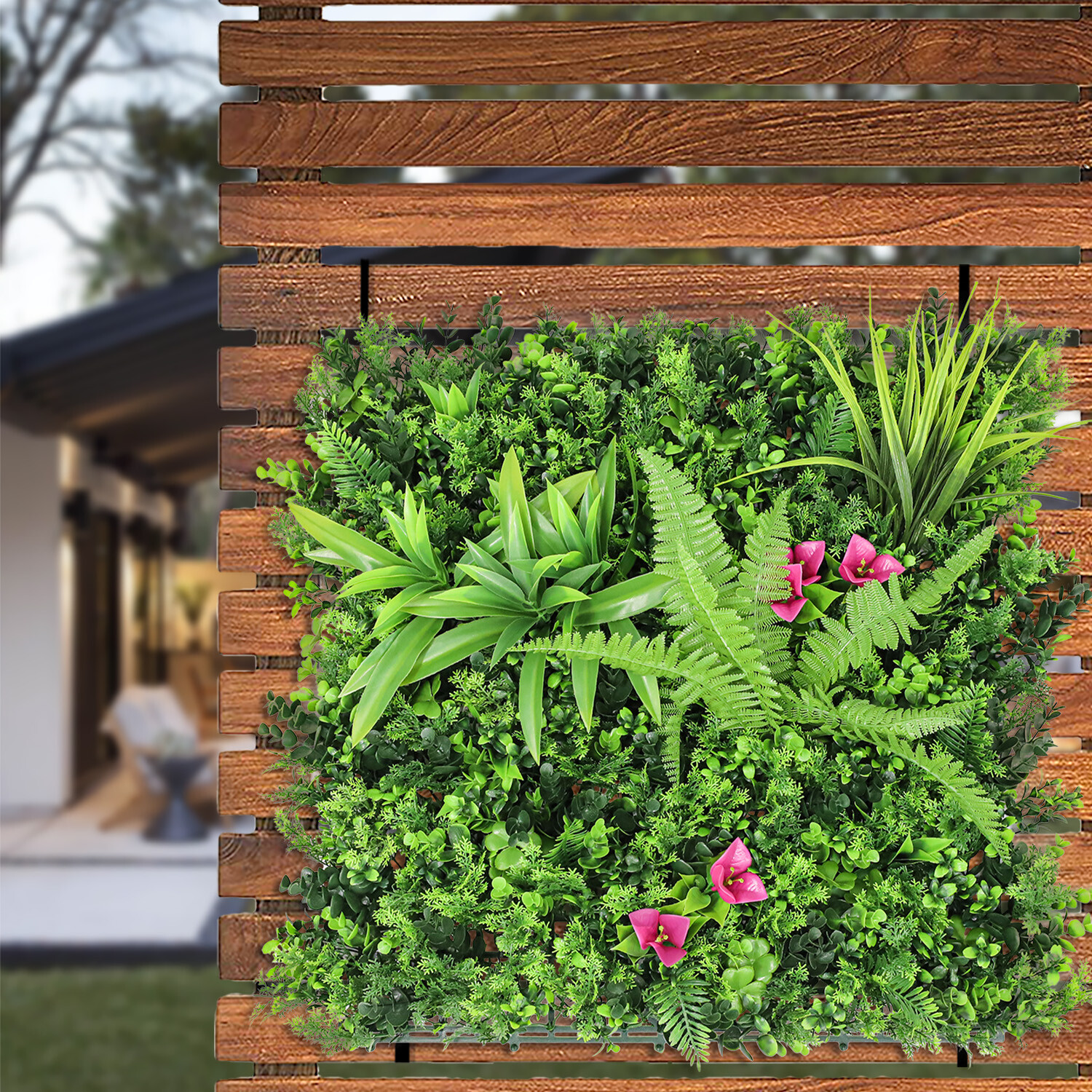 20″ Artificial Faux 3D Mix Leaves Wall Panel Fence Screen Home Outdoor Decor #12