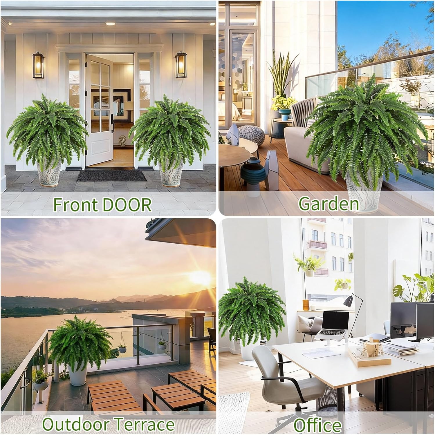 2 PCS Artificial Ferns for Outdoors, 50″ Fake Ferns Artificial Plants Large Real