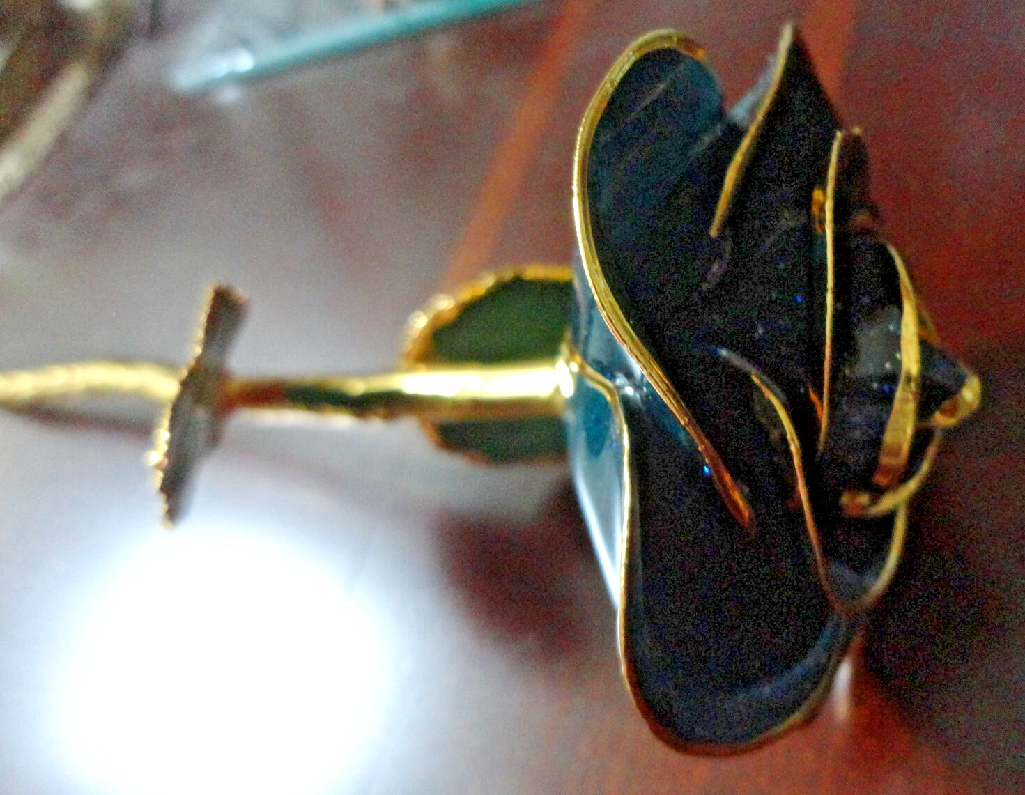 4 GLIDDED REAL ROSE GENUINE HAND DIPPED 24K GOLD LACQUER RED GOLDEN BLUE SILVER