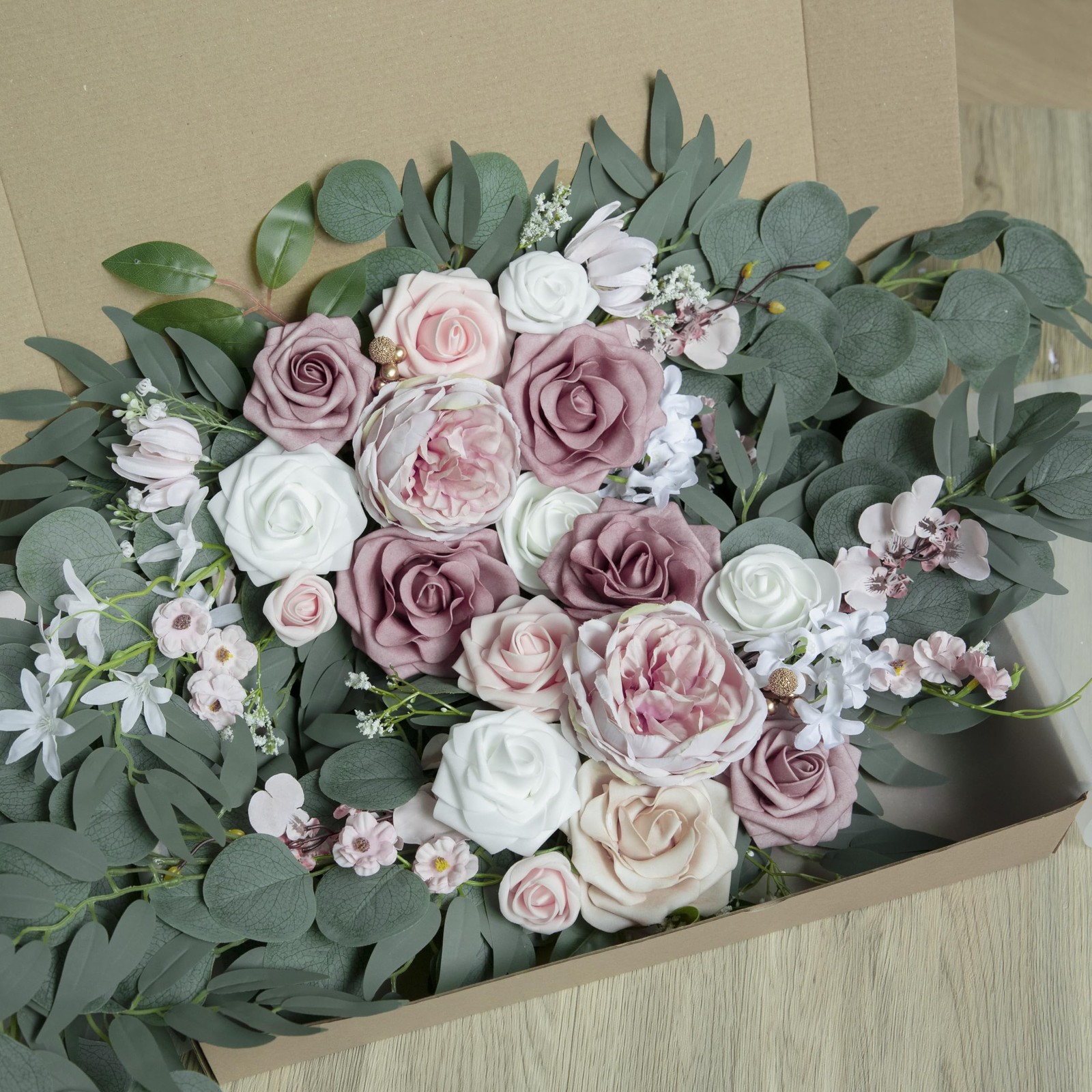 2 PCS Small Wedding Arch Artificial Dusty Rose Blush Flowers Welcome Sign Decor