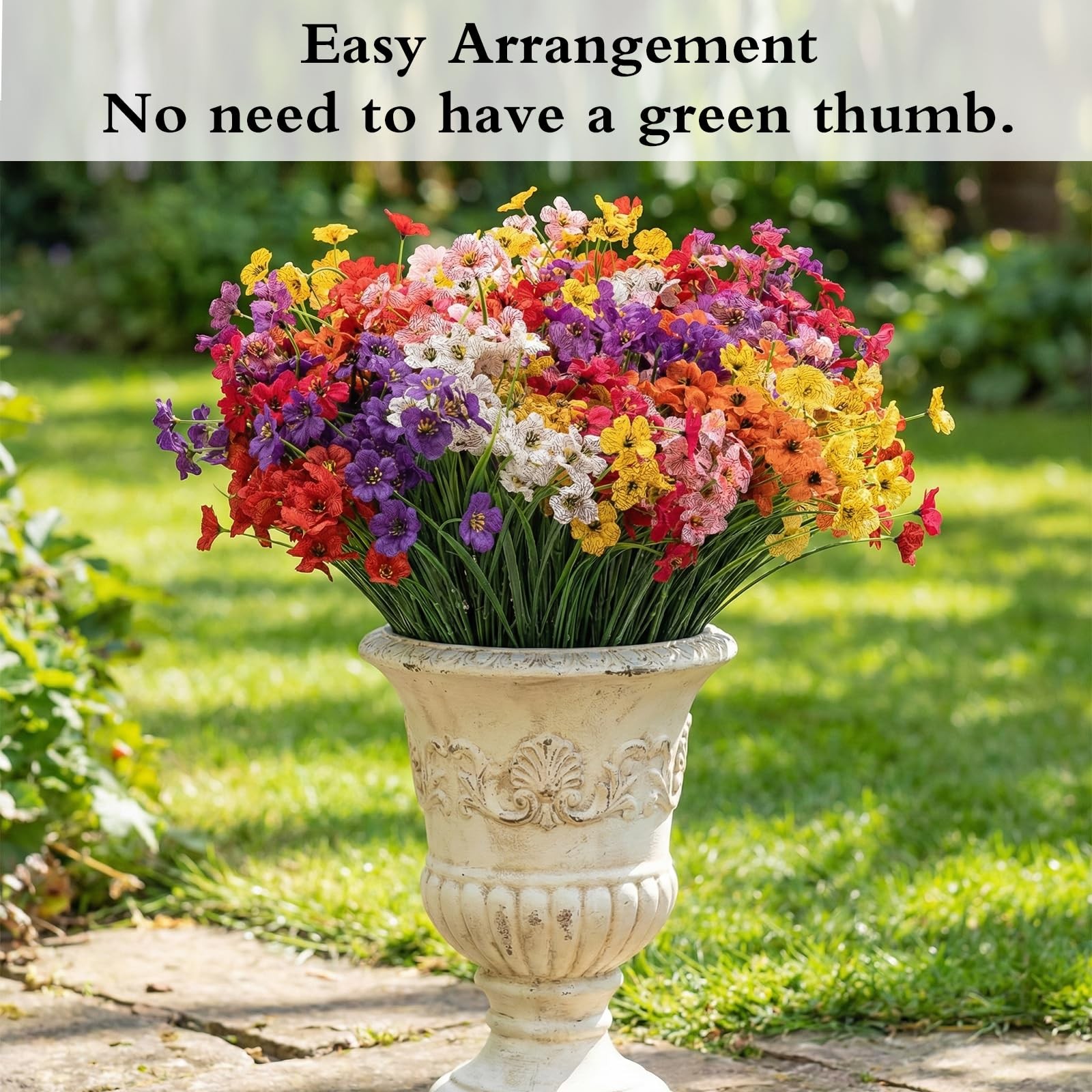24 Bundles Artificial Flowers for Outdoor Decoration Artificial Plants Plasti…