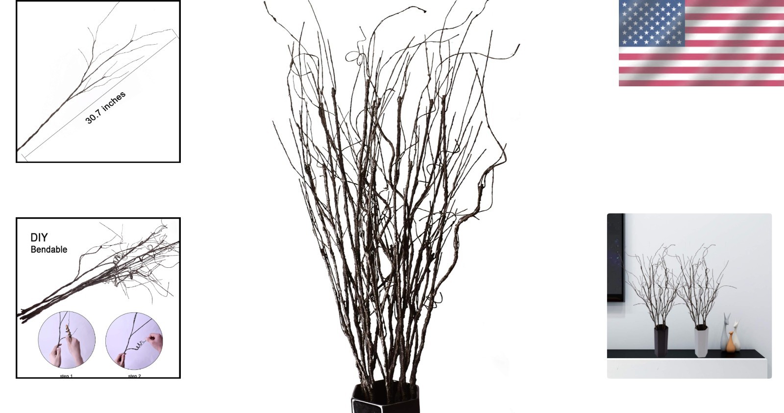 Versatile 10PCS Dried Willow Branches – Bendable 30.7 Inch Floral Decor