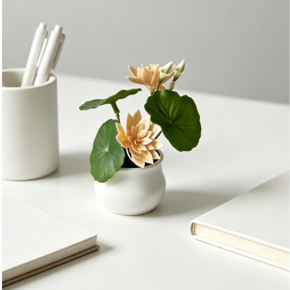 13cm Artificial Potted Lotus Flower for Table Centerpiece Wedding Setup