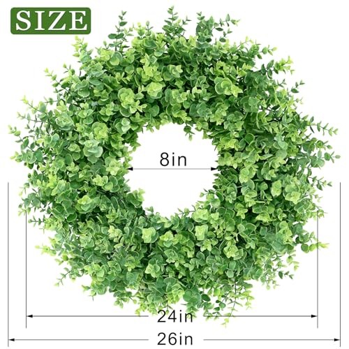 26″ Boxwood Wreath for Front Door, Porch, Window – Large Artificial Boxwood