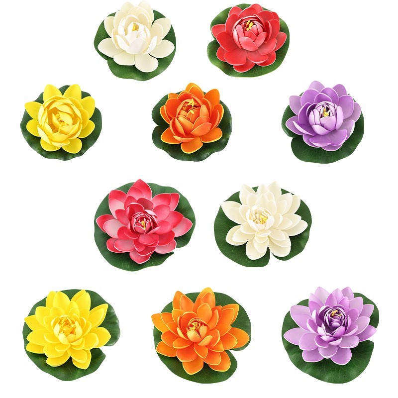 Realistic Floating Lotus Flowers for Fish Tank and Pond Decorations 10 Pcs