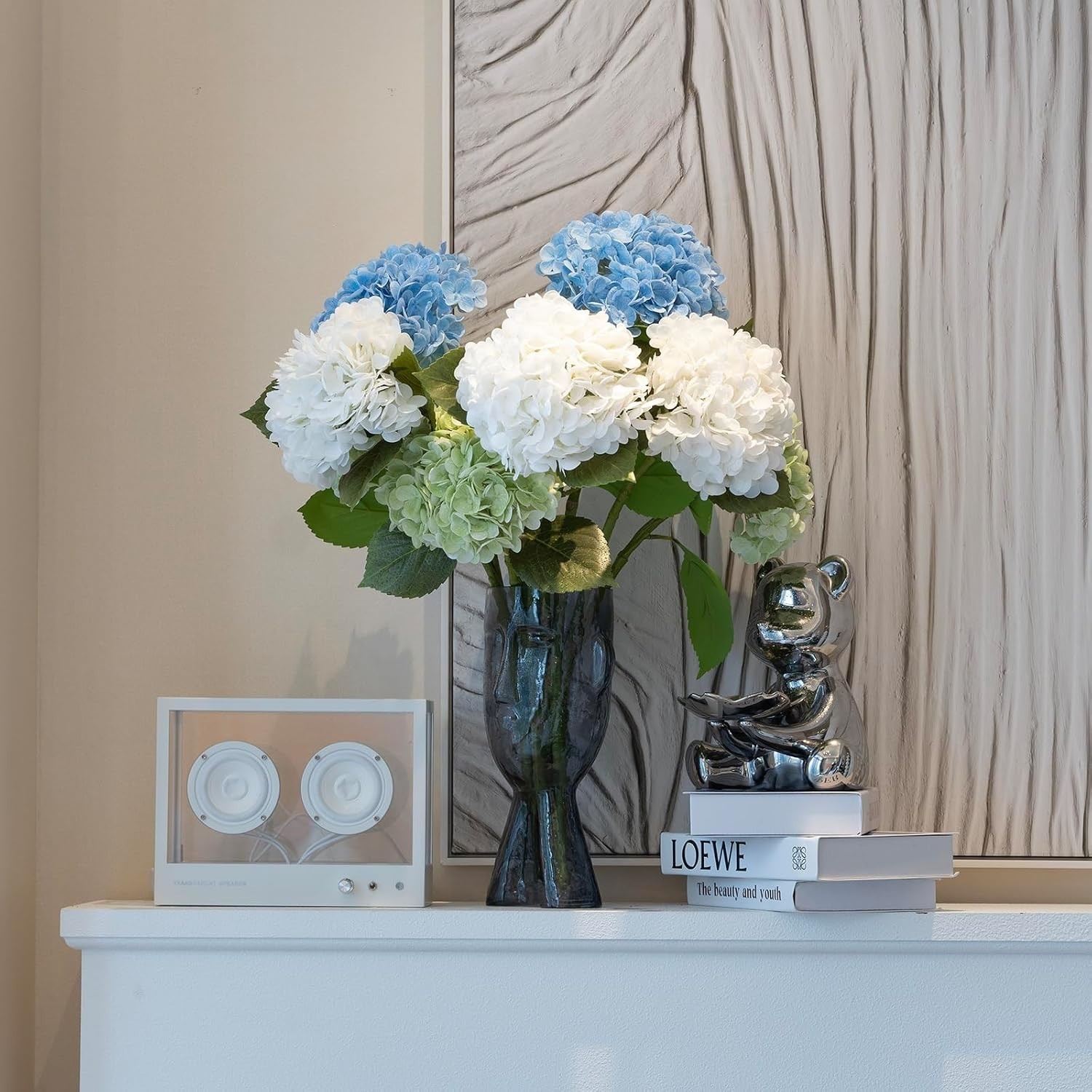 Real Touch Light Green Hydrangea Flowers Set | 22-inch for Weddings & Home Decor