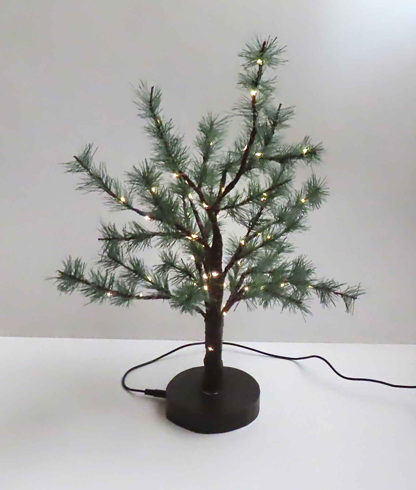 Lighted Any Season Tabletop Artificial Evergreen Tree, Bendable Branches, 18” H