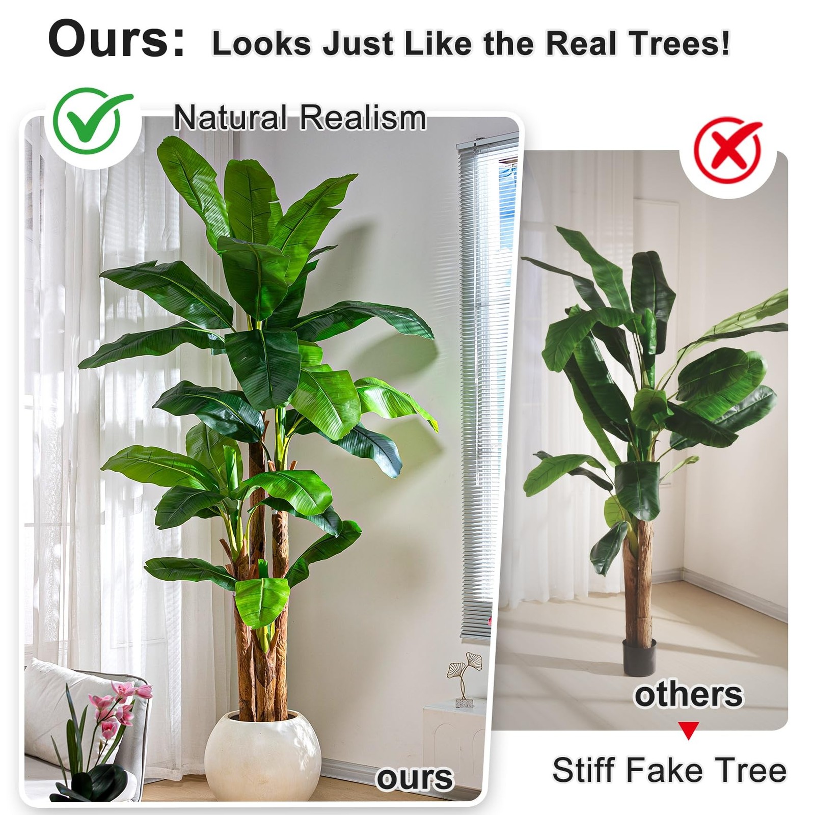 Artificial Banana Tree 9ft, Faux Tropical Palm Tree Plant with Realistic Leav…