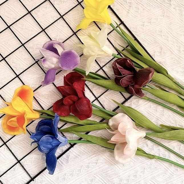 4pc Artificial Iris Flower Silk Flower,Flower Bouquet,Long Stem 18″ Fake Irel…