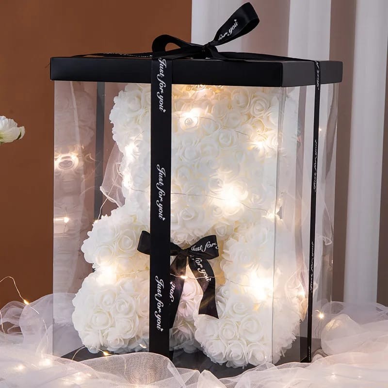 Rose Teddy Bear Gift Box w/ Lights Valentine’s Anniversary Birthday Mothers Day