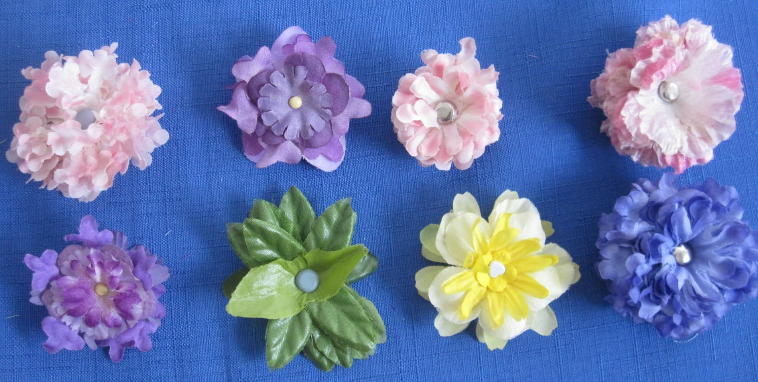 #5 Lot-50 Small/Medium Layers Used Silk Flower Petals 1-3″ Brads Multiple Colors