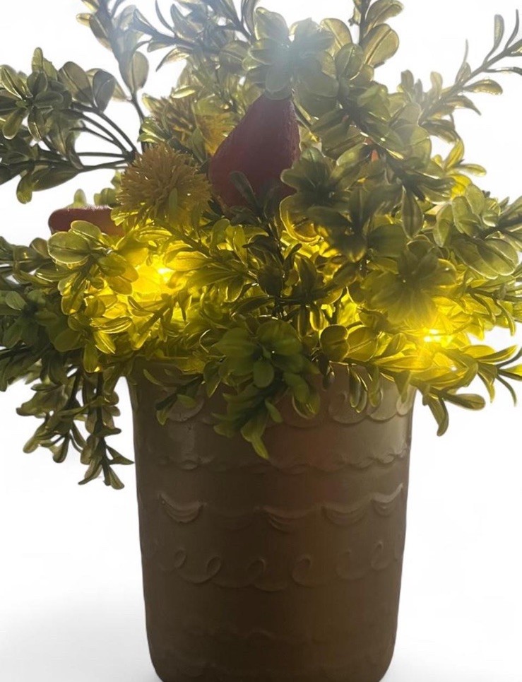 Artificial Greenery Arrangement Pot gold bee 🐝 LED Lights Decorative strawberry