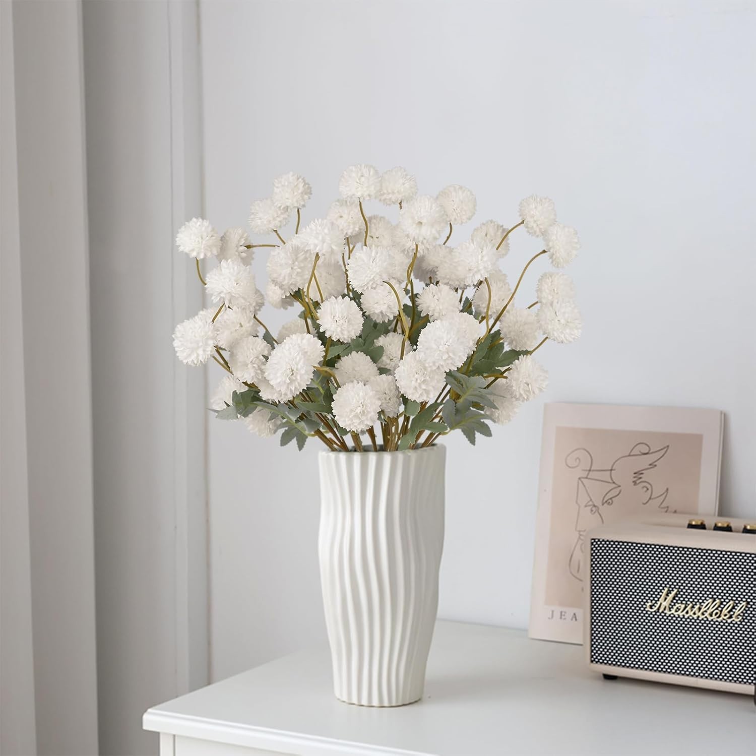 12 Pack Artificial Flowers Faux Kiku Flower Stems 21 Inch Silk Fall Floral Decor