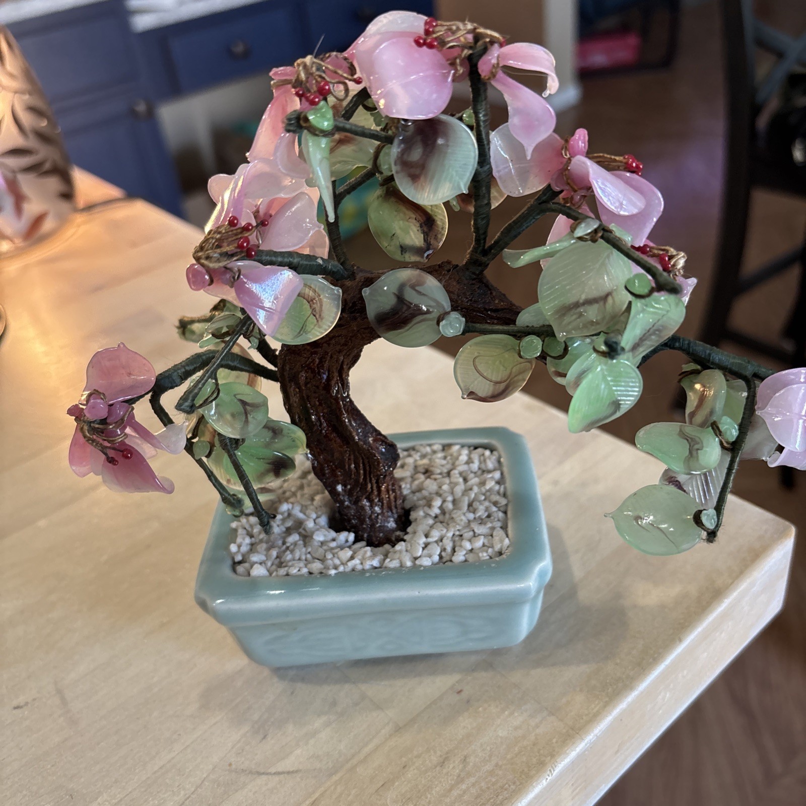 VTG Pink Cherry Blossom Bonsai Tree 7”