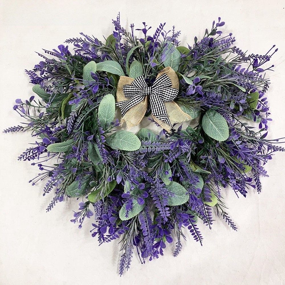 Artificial Lavender Heart Wreath for Wedding Party and Decorative Home Use 42cm