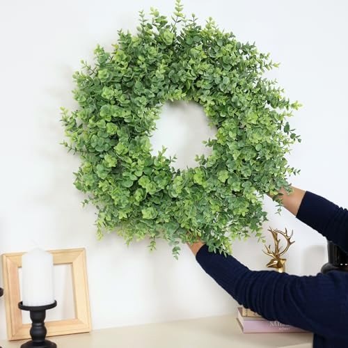 26″ Boxwood Wreath for Front Door, Porch, Window – Large Artificial Boxwood