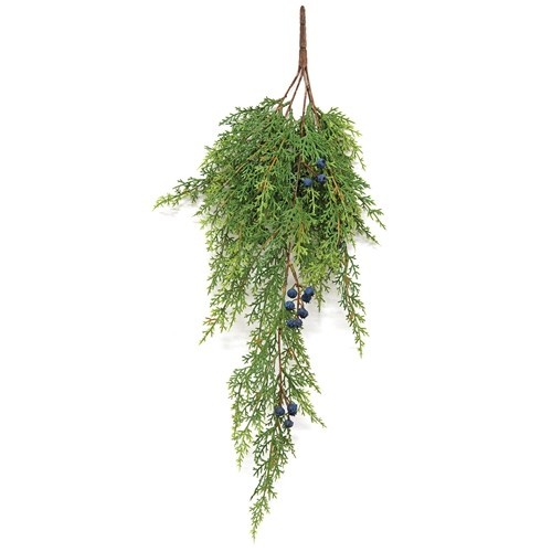 Primitive TRAILING BLUE BERRY CEDAR PINE BUSH Hanging Teardrop Vine Swag