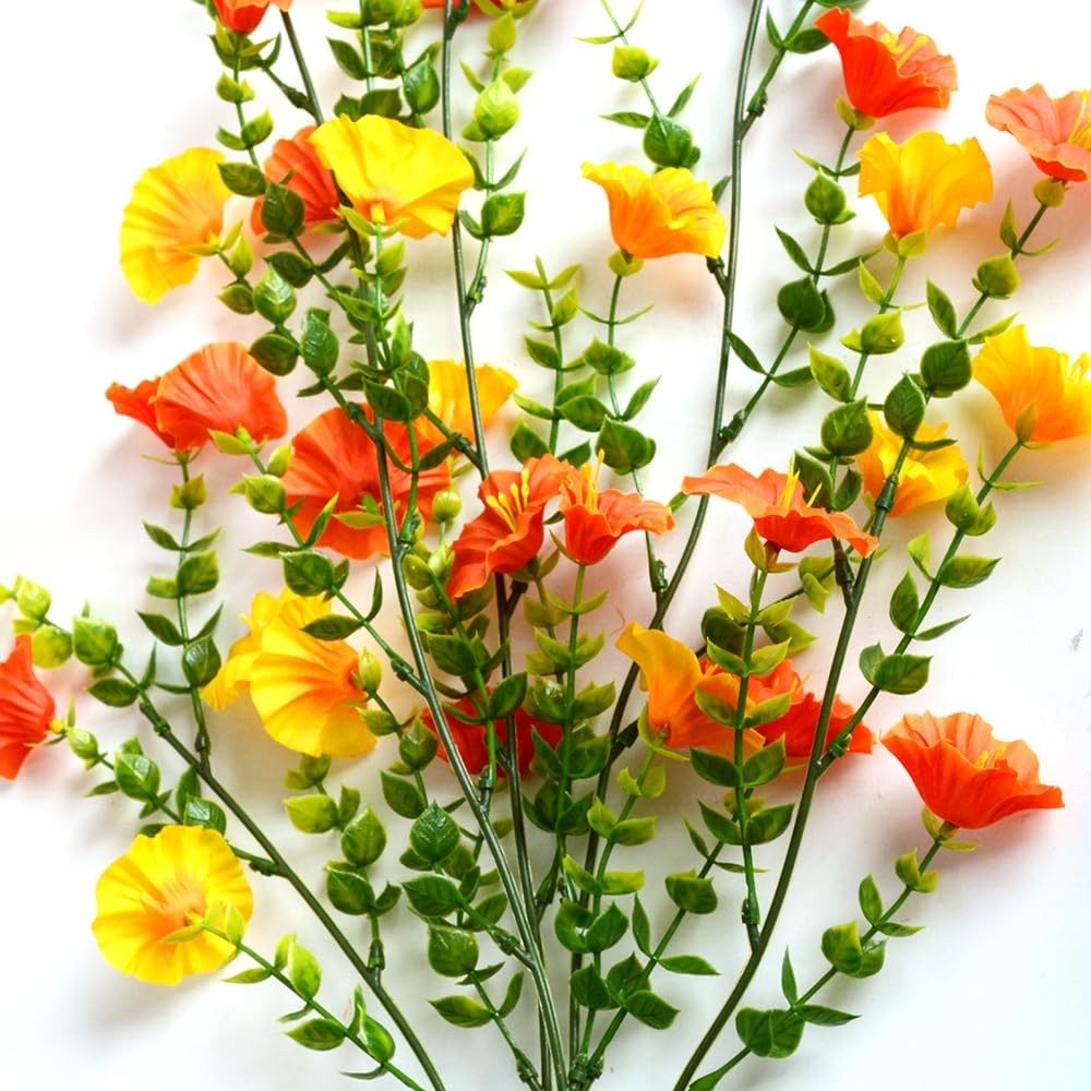 Artificial Fake Hanging Flowers Plants 2pack Faux Silk Daisy with Eucalyptus …