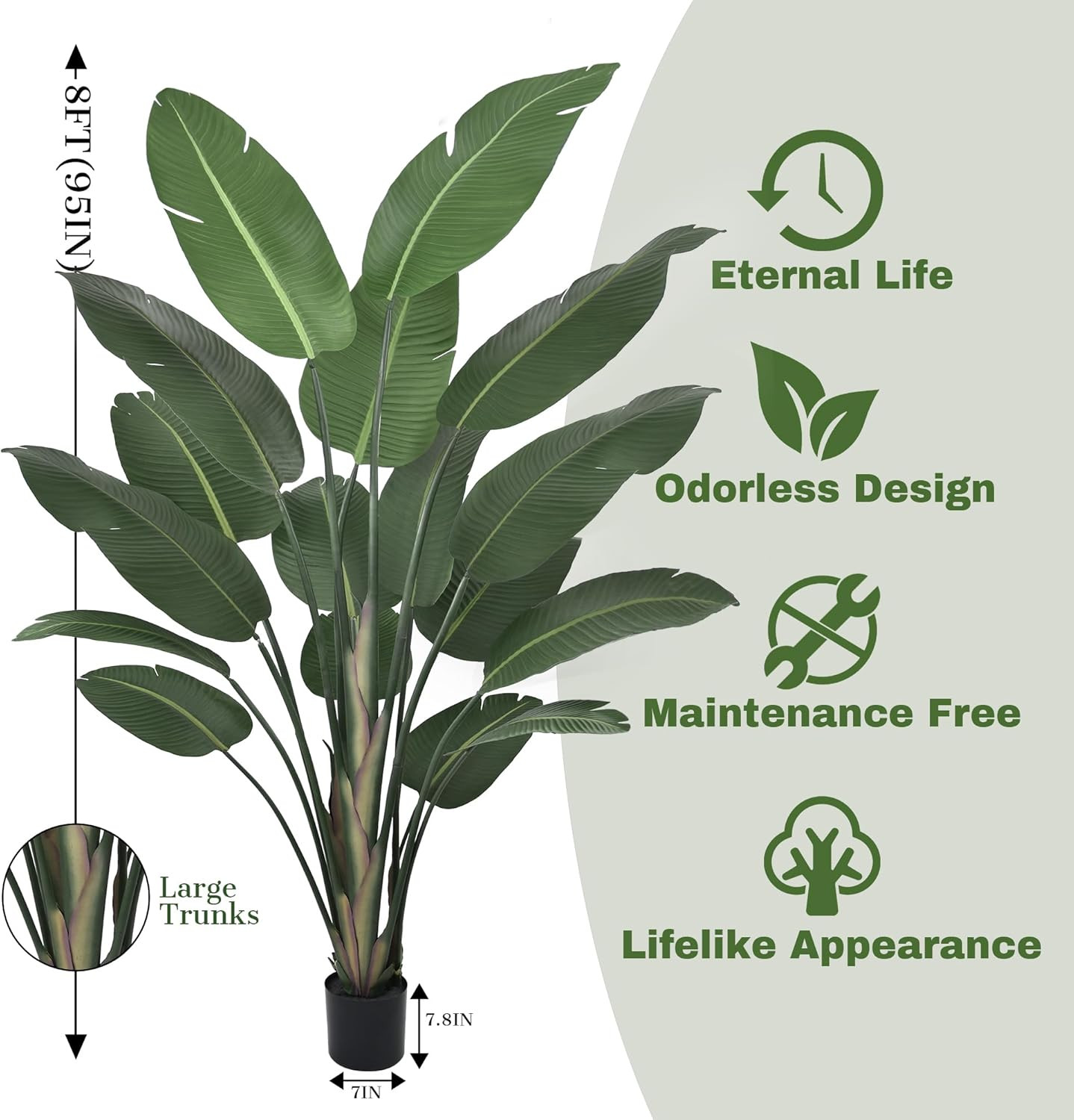 8Ft Tall Artificial Bird of Paradise Tree – Realistic Faux Plant for Home Decor