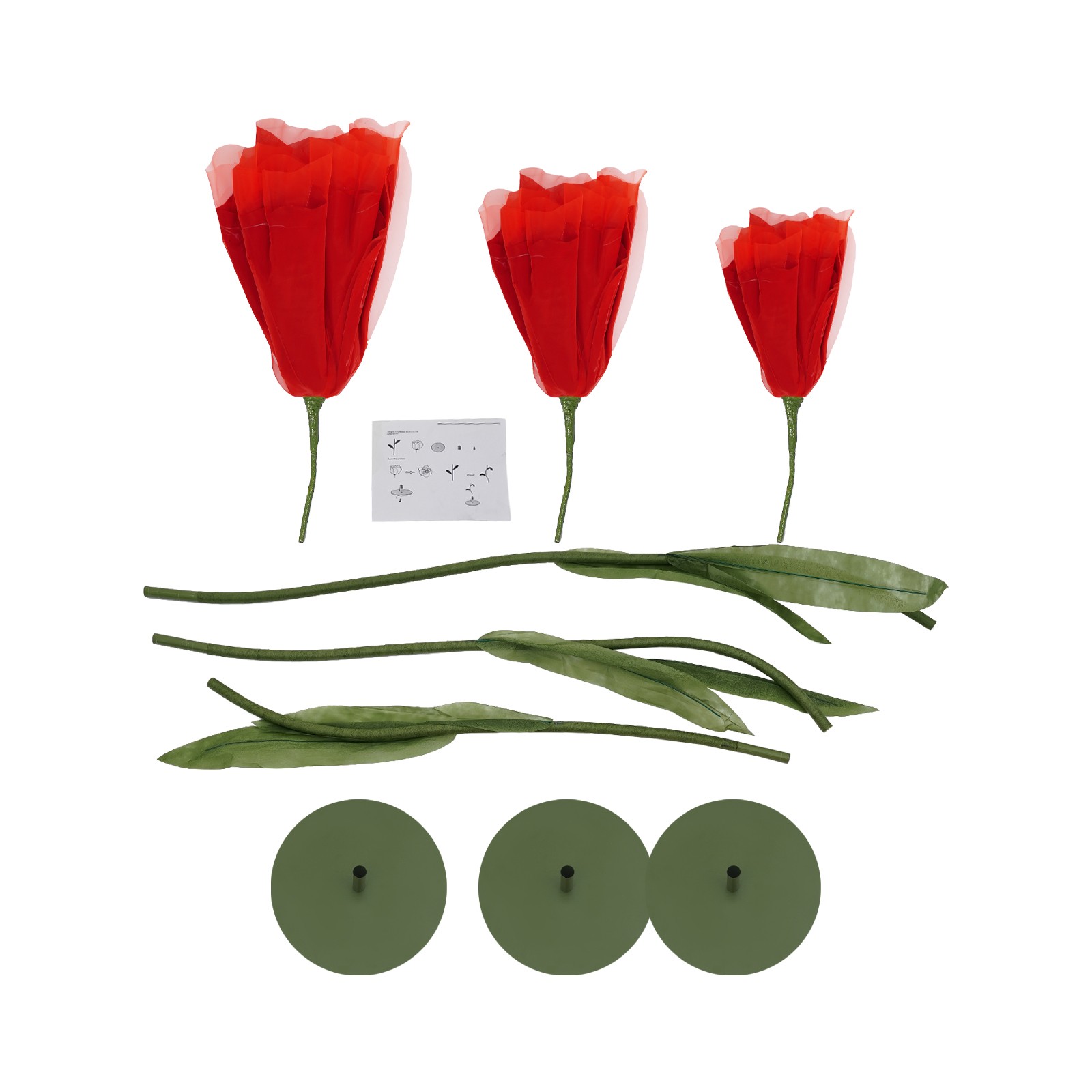 3pcs Artificial Flowers Adjustable Wedding Parties Flowers Background Decor Red