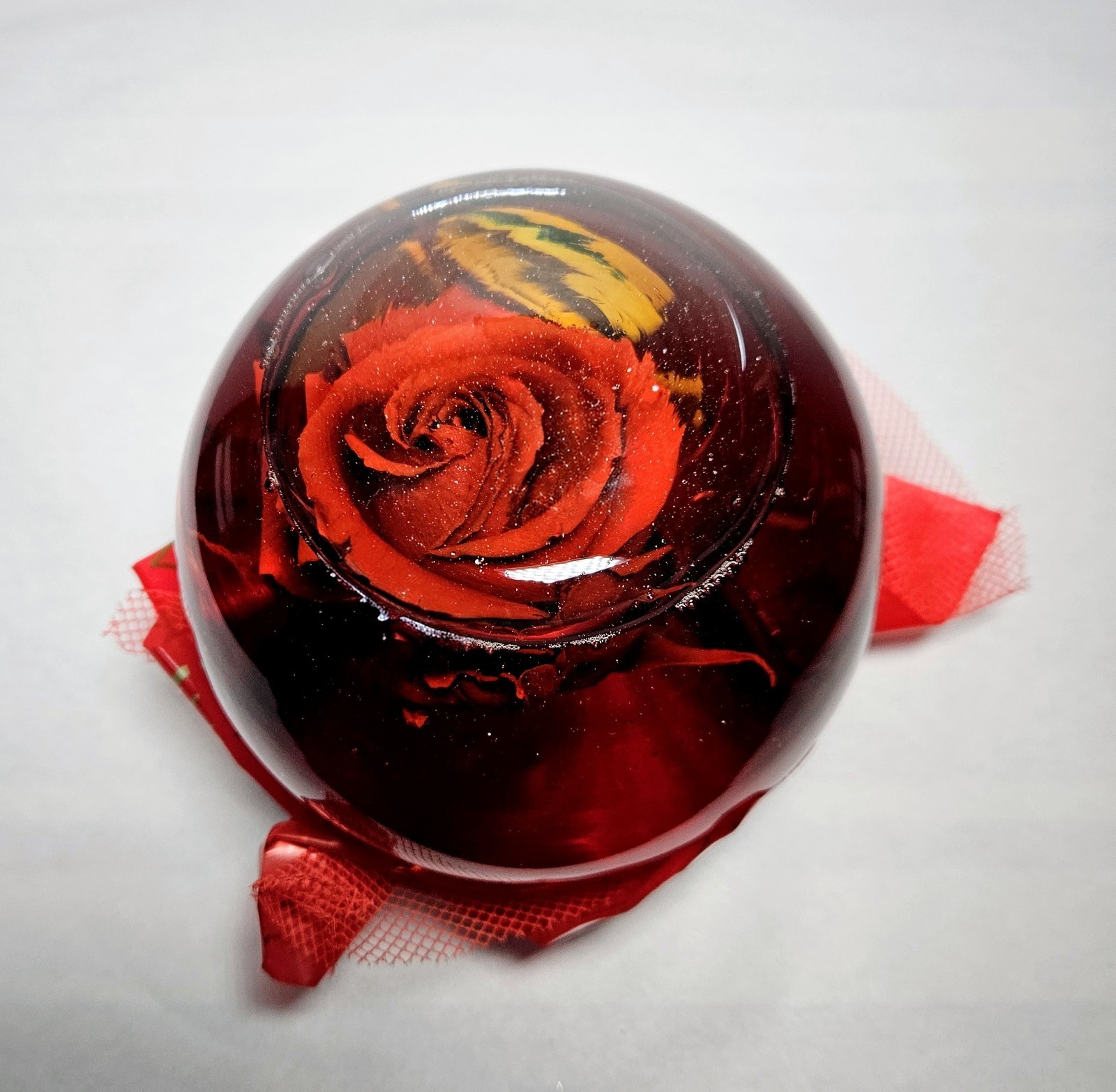 Forever Red Rose Preserved in a Glass Water Dome/Globe W/ Doll Inside 6.5″x5.5″