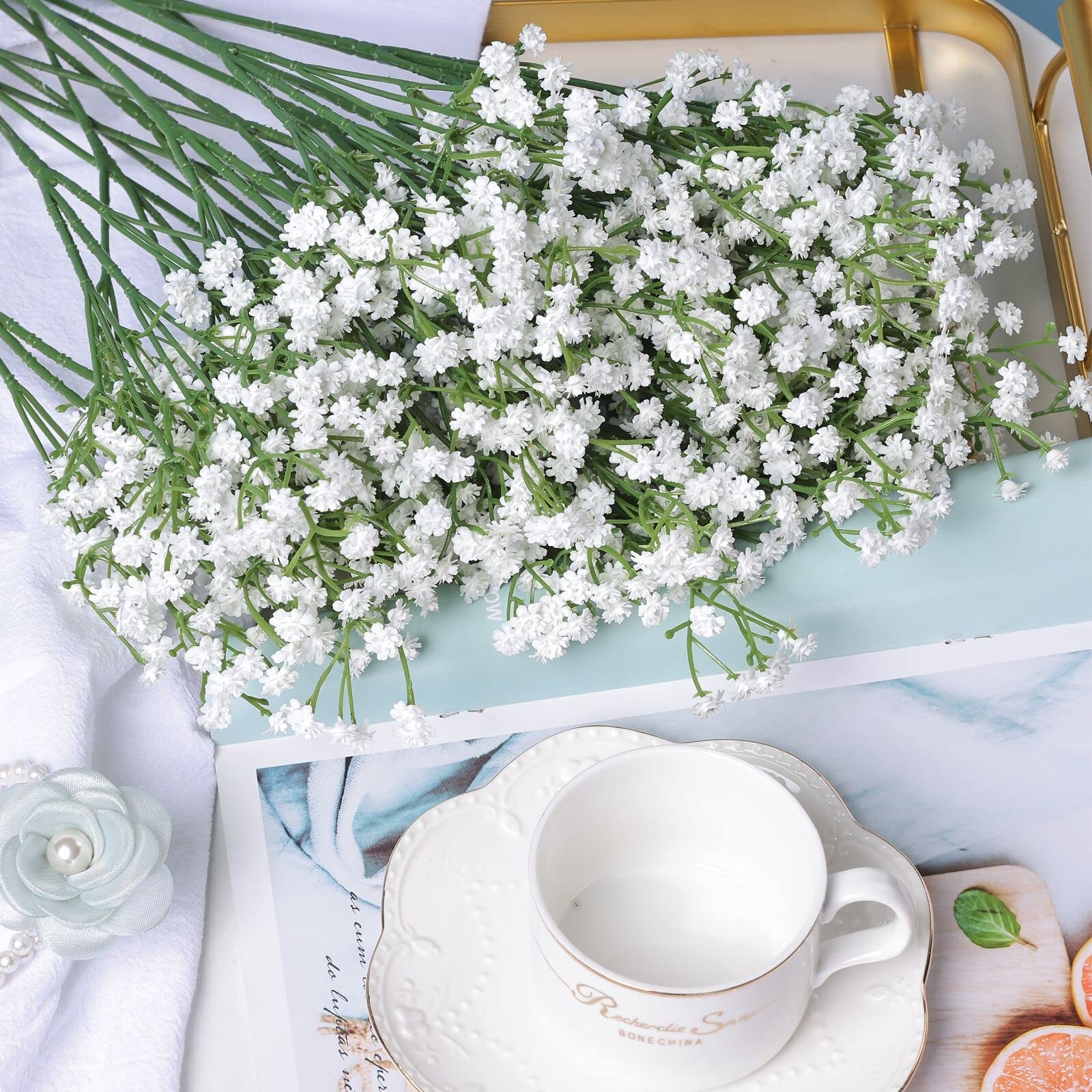 LYLYFAN Babys Breath Artificial Flowers,30 Pcs Gypsophila Faux Flowers for We…
