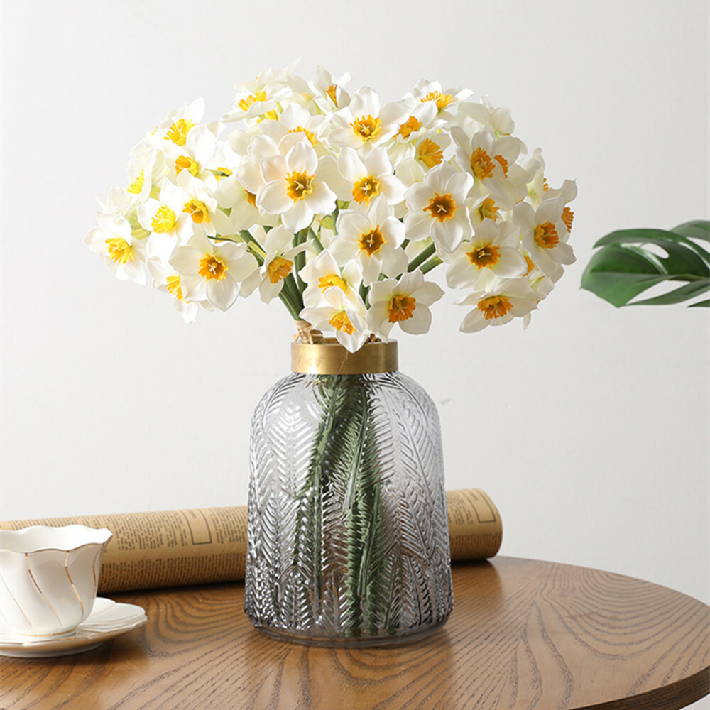 Artificial Silk Narcissus Daffodil Flower Bouquet Home Party Wedding Decor 6pcs