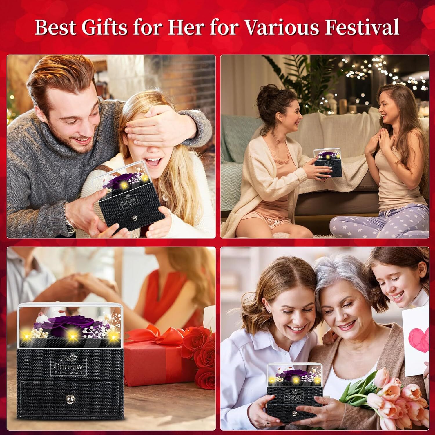 Women Gifts Ideas for Mothers Day, Preserved Forever Rose Gift with Necklace …
