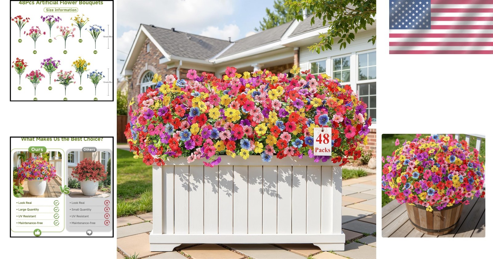 UV Resistant Silk Artificial Flowers Mix 6 Colors