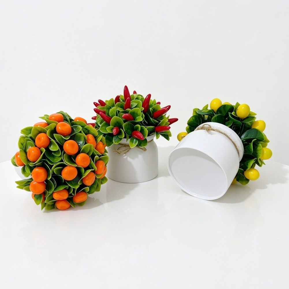 Tabletop Artificial Fruit Bonsai 27 Pcs Potted Plants for Home Office Decor