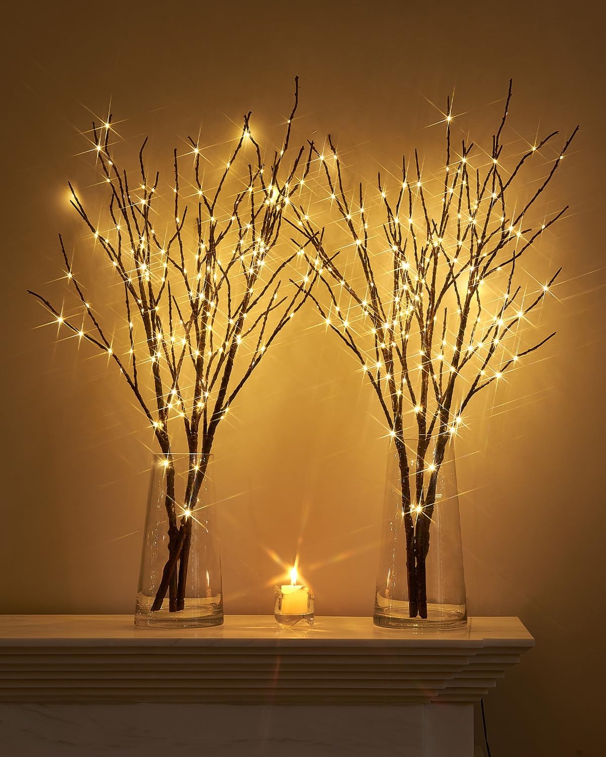 Lighted Branches for Vase 32in Tall 150 LED Plug in Brown Artificial Willow