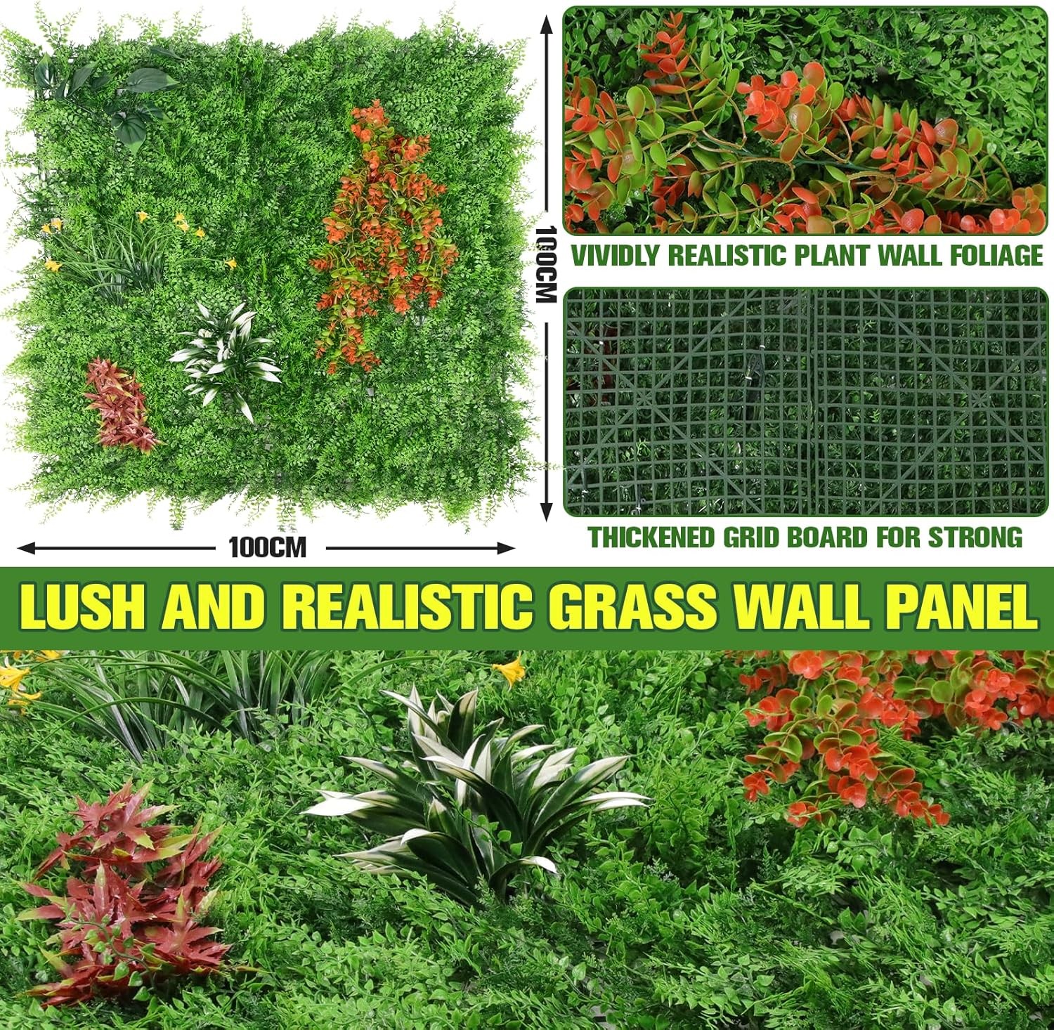3PC 40×40″ Faux Greenery In/Outdoor UV Resistant Privacy Fence Screen Wall Panel