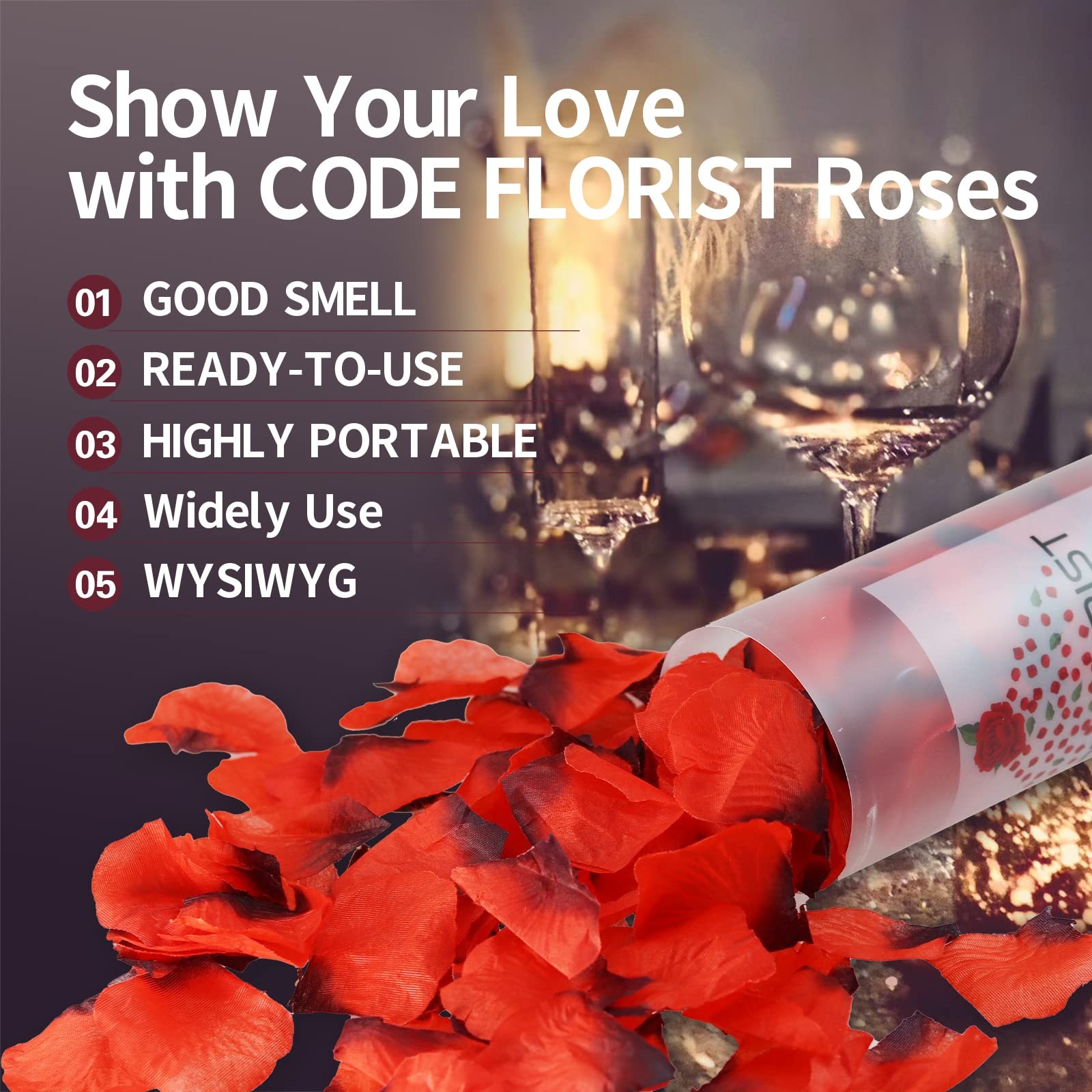 CODE FLORIST 1500 PCS Dark-Red Silk Rose Petals for Valentine’s Day,Romantic …