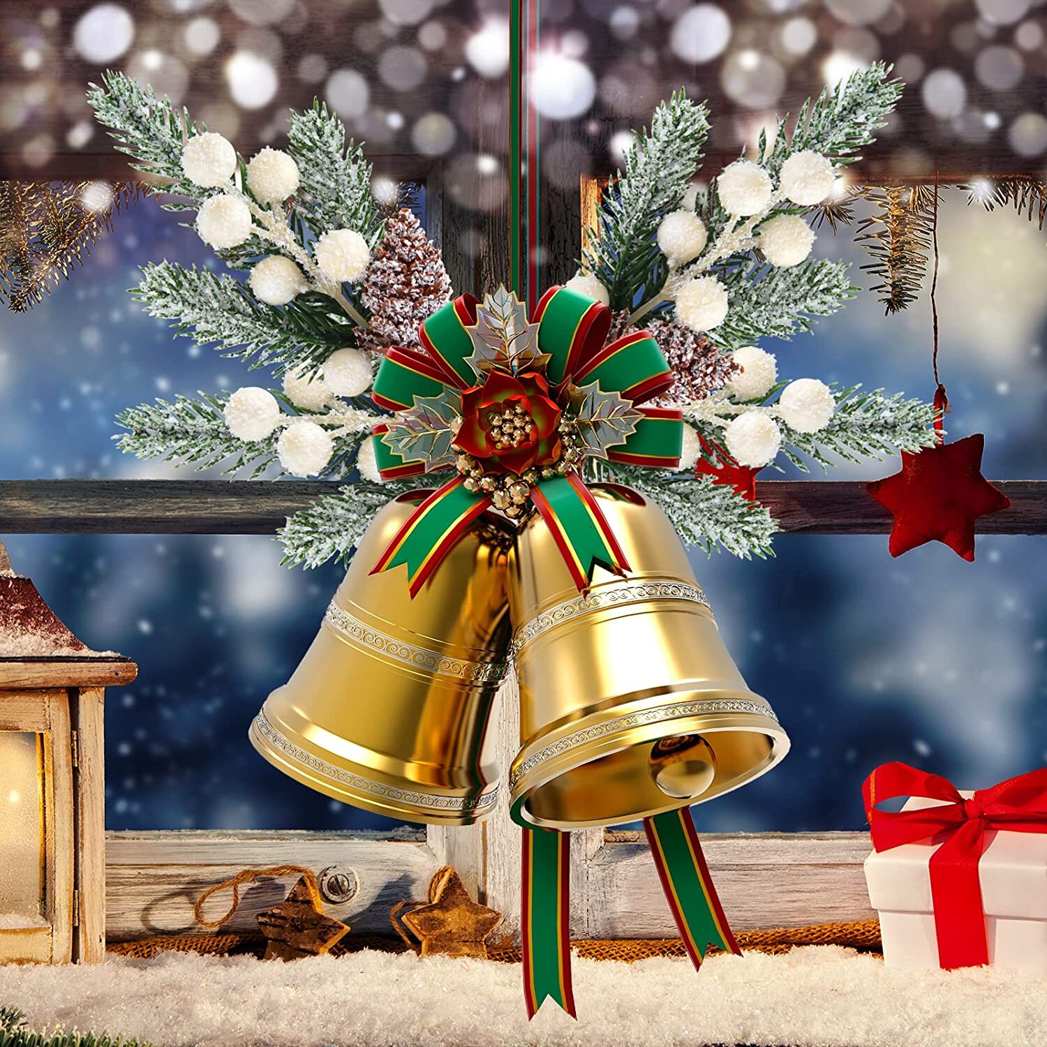 10× Christmas Berries Pine Cones Artificial Pine Picks with Snowflakes Holly US