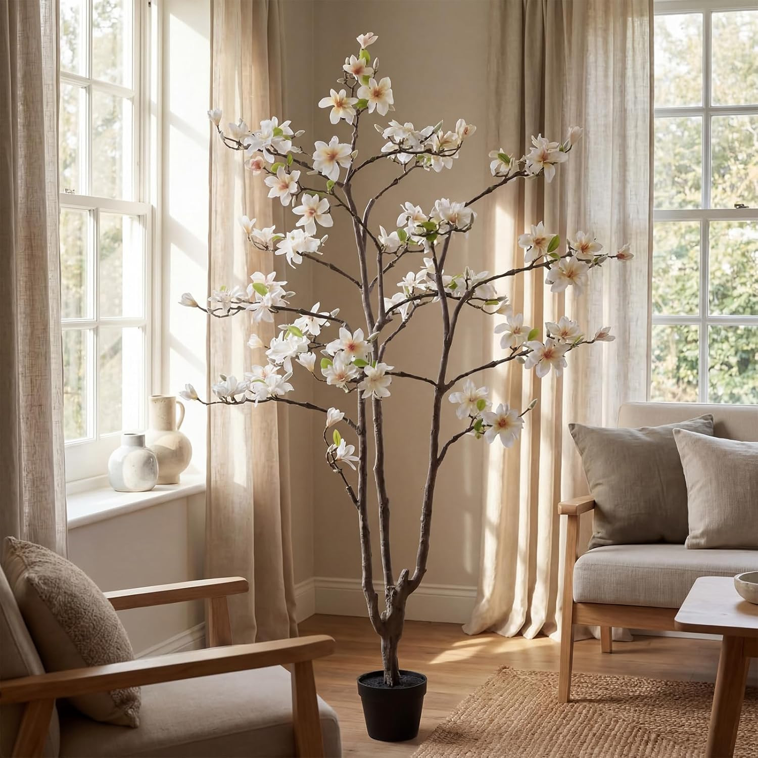 6FT Realistic Artificial Magnolia Tree with Pot for Indoor/Outdoor Decor