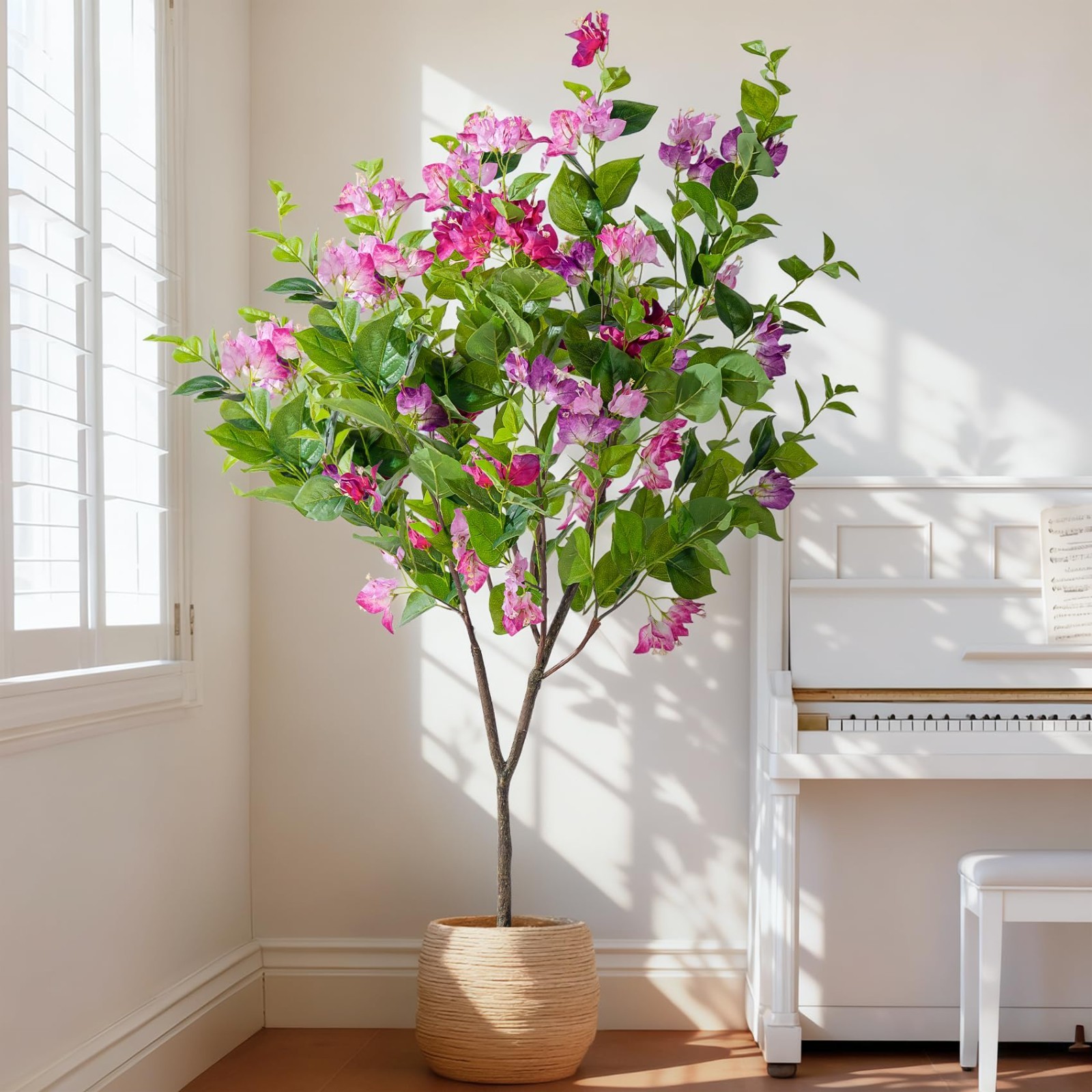 4FT Lifelike Artificial Bougainvillea Tree – Potted Faux Plant for Home, Office,