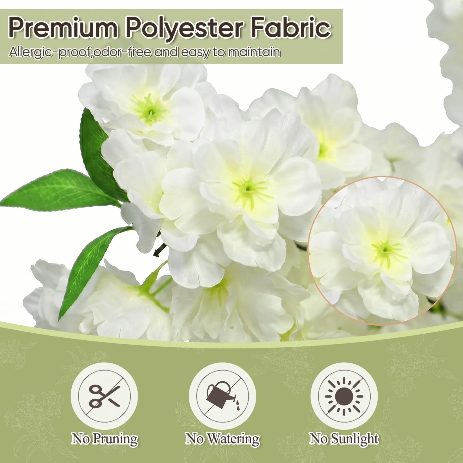 5FT White Cherry Blossom Tree with Pot – Artificial Floral Decor for Home & Wedd
