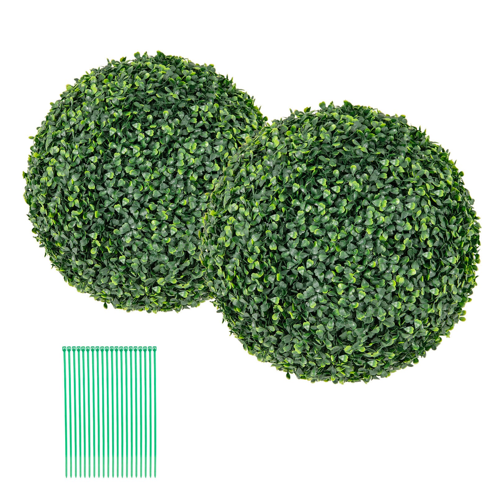 2 PCS 16″ Artificial Boxwood Topiary Balls Sun-protective Round Greenery Bushes