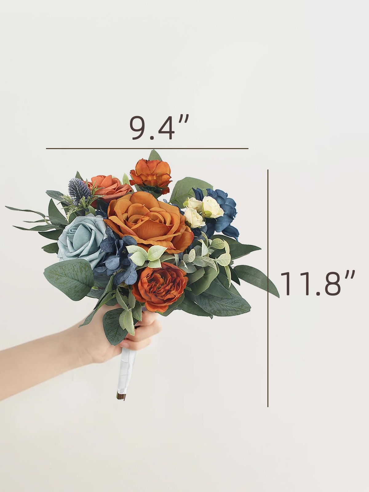 1PC Fall Wedding Bouquet Terracotta Navy Blue Artificial Bridesmaid Bridal Decor