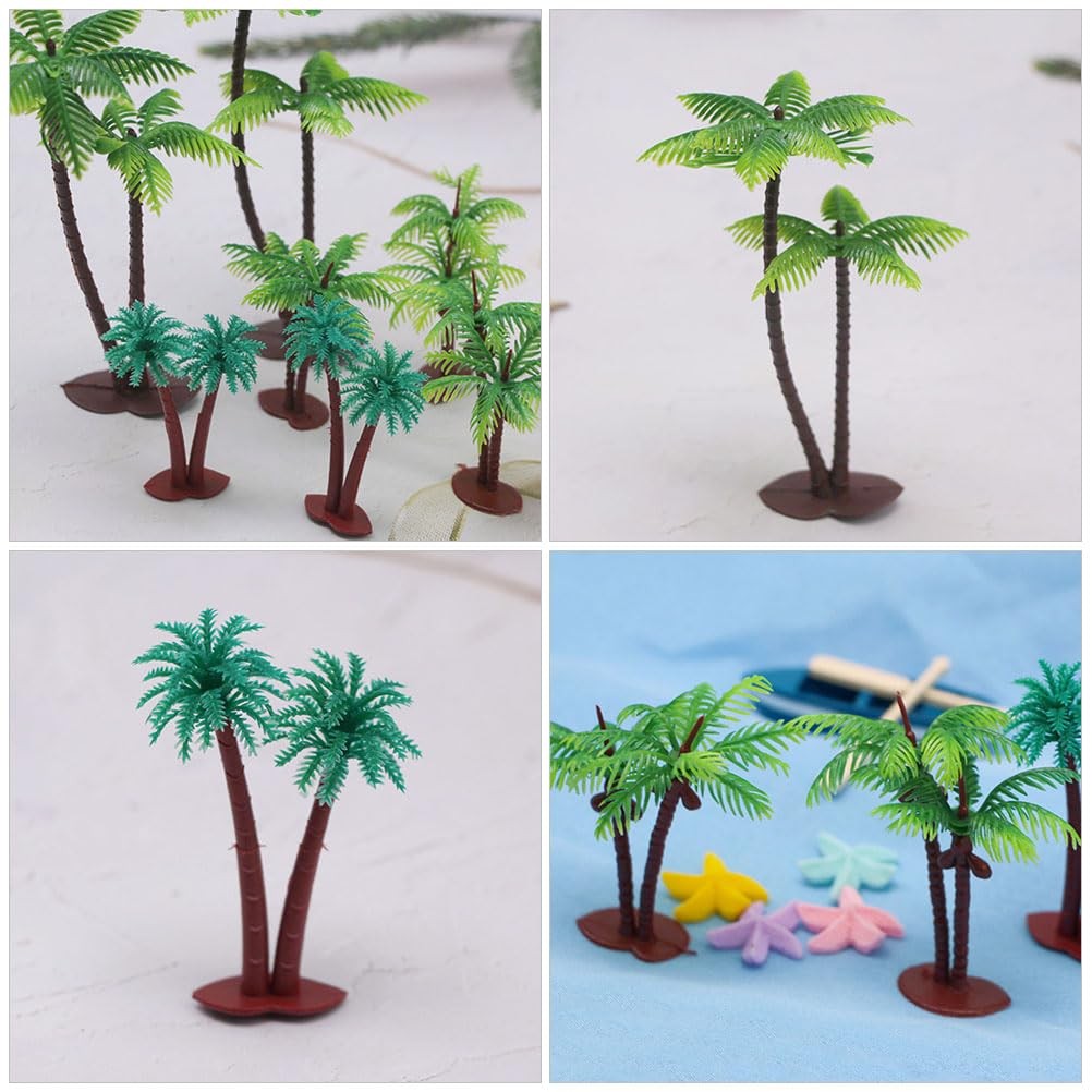 12Pcs Artificial Coconut Tree Model Set Miniature Palm Trees for Indoor Decor…
