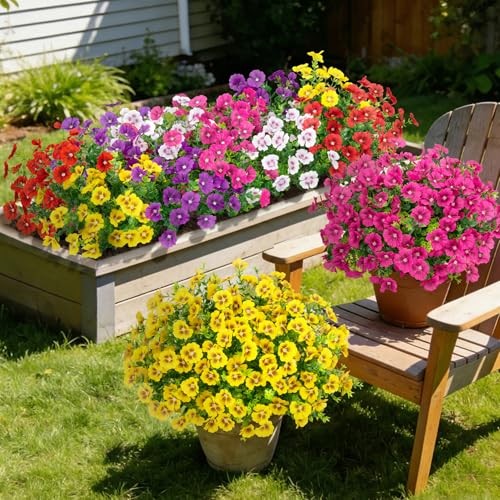20 Bundles Artificial Flowers for Outdoors, Fake Silk Flowers with Mixed Color